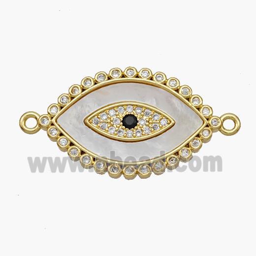 Copper Eye Connector Pave Shell Zirconia 18K Gold Plated