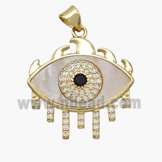 Copper Eye Pendant Pave Shell Zirconia 18K Gold Plated