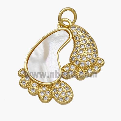 Copper Barefoot Pendant Pave Shell Zirconia 18K Gold Plated