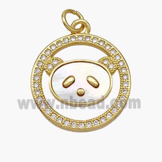 Copper Panda Pendant Pave Shell Zirconia 18K Gold Plated