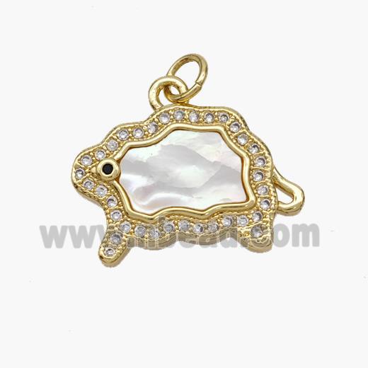 Copper Sheep Pendant Pave Shell Zirconia 18K Gold Plated