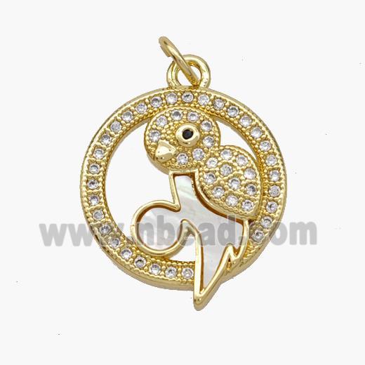 Copper Birds Pendant Pave Shell Zirconia 18K Gold Plated