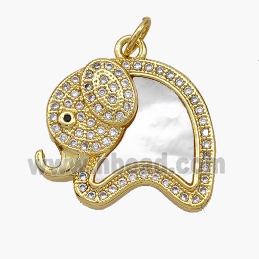 Copper Elephant Pendant Pave Shell Zirconia 18K Gold Plated