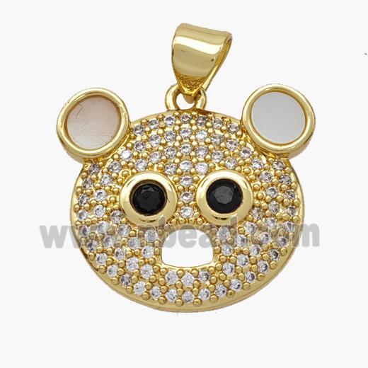 Copper Panda Pendant Pave Shell Zirconia Bear 18K Gold Plated