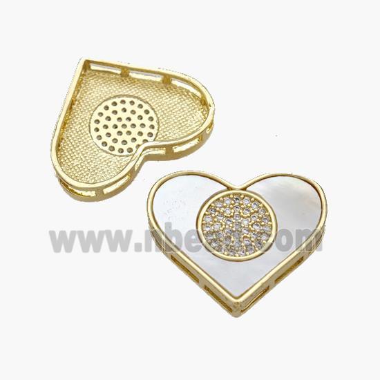 Copper Heart Pendant Pave Shell Zirconia 18K Gold Plated