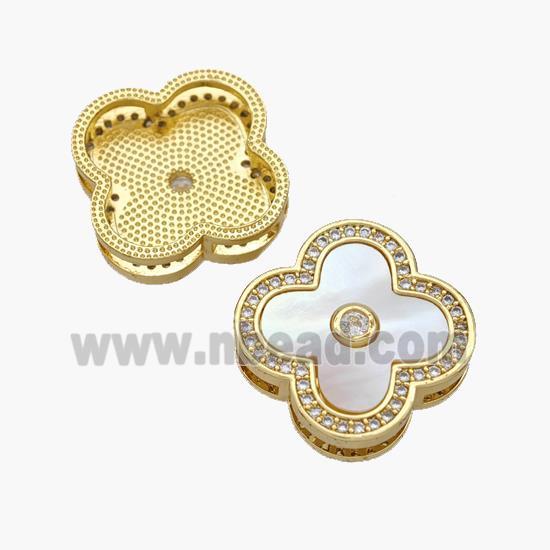 Copper Clover Pendant Pave Shell Zirconia 18K Gold Plated