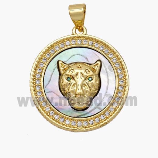 Copper Leopard Pendant Pave Shell Zirconia 18K Gold Plated