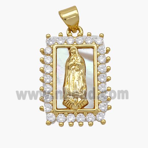 Copper Jesus Pendant Pave Shell Zirconia 18K Gold Plated