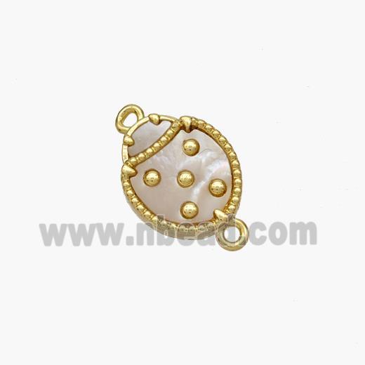 Copper Ladybug Connector Pave Shell Gold Plated