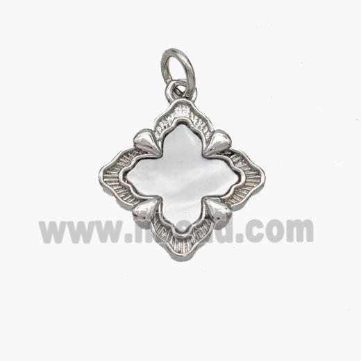 Copper Clover Pendant Pave Shell Platinum Plated