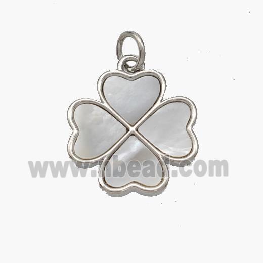 Copper Clover Pendant Pave Shell Platinum Plated