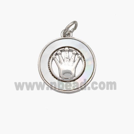 Copper Crown Pendant Pave Shell Platinum Plated