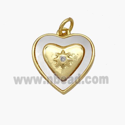 Copper Heart Pendant Pave Shell Gold Plated