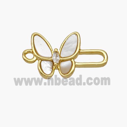 Copper Butterfly Connector Pave Shell Gold Plated