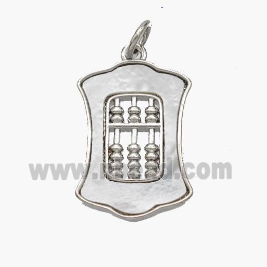 Copper Abacus Pendant Pave Shell Platinum Plated