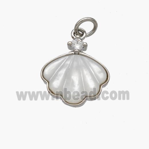 Copper Conch Pendant Pave Shell Platinum Plated