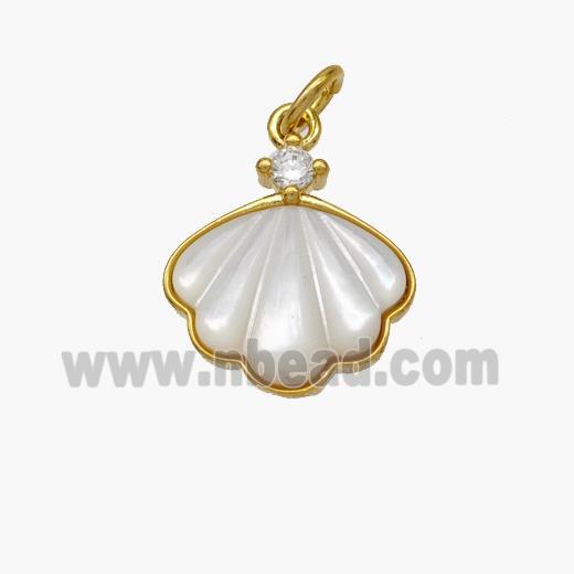 Copper Conch Pendant Pave Shell Gold Plated