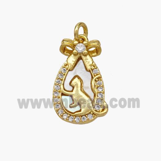 Copper Fox Pendant Pave Shell Zirconia 18K Gold Plated