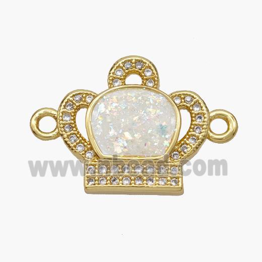 Copper Crown Connector Pave Fire Opal Zirconia 18K Gold Plated