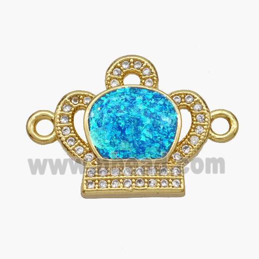 Copper Crown Connector Pave Fire Opal Zirconia 18K Gold Plated