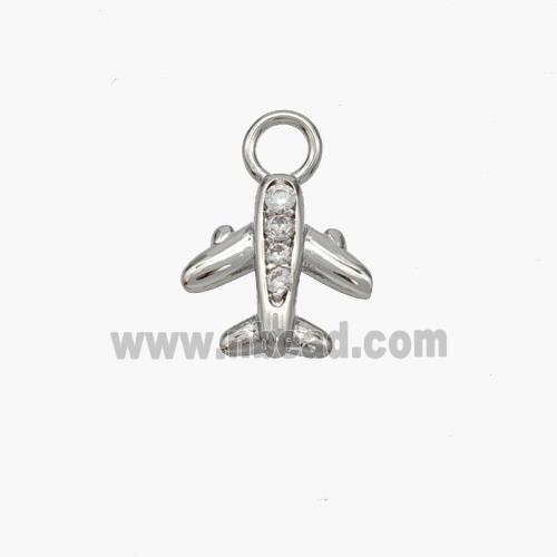 Copper Airplane Pendant Pave Zirconia Platinum Plated