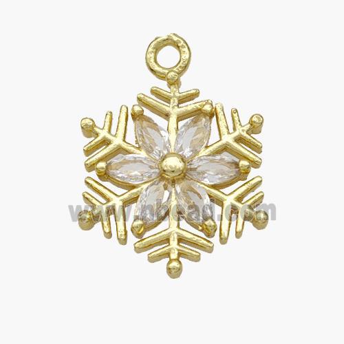 Copper Snowflake Pendant Micropave Zirconia Gold Plated