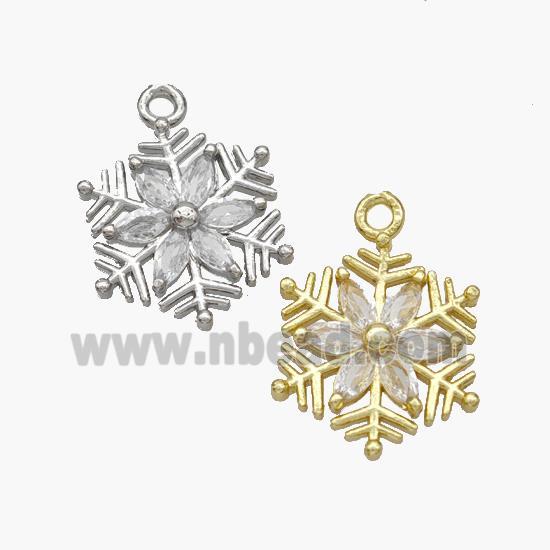 Copper Snowflake Pendant Micropave Zirconia Mixed