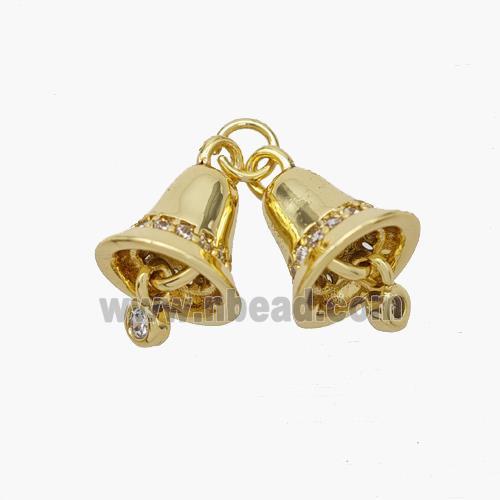 Copper Bell Pendant Pave Zirconia Gold Plated