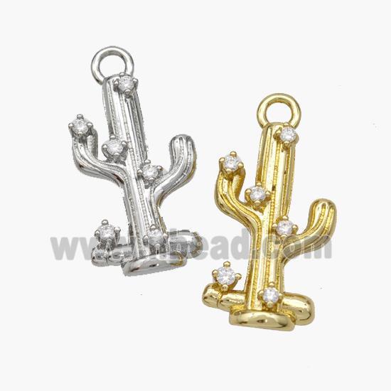 Copper Cactus Pendant Pave Zirconia Mixed