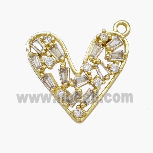 Copper Heart Pendant Micropave Zirconia Gold Plated