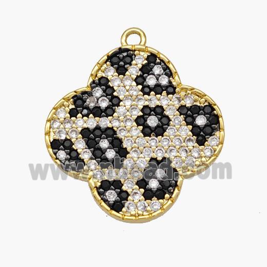 Copper Clover Pendant Micropave Zirconia Gold Plated