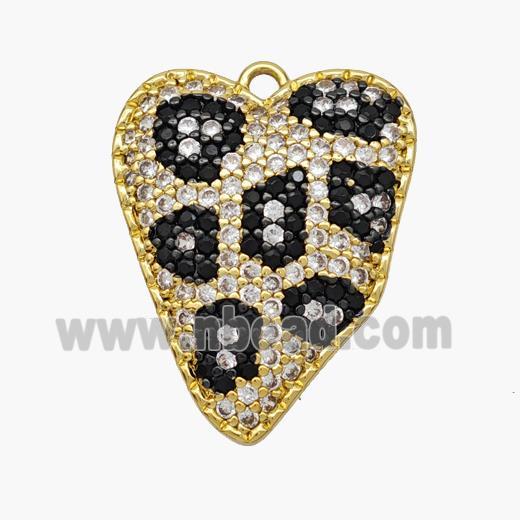 Copper Heart Pendant Micropave Zirconia Gold Plated