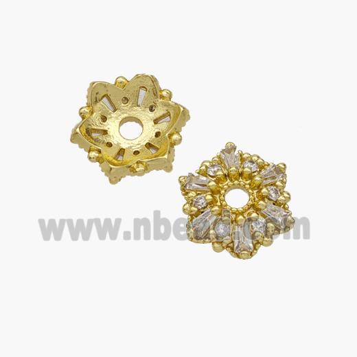 Copper Beadcaps Micropave Zirconia Gold Plated