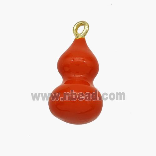 Copper Gourd Pendant Red Enamel Gold Plated