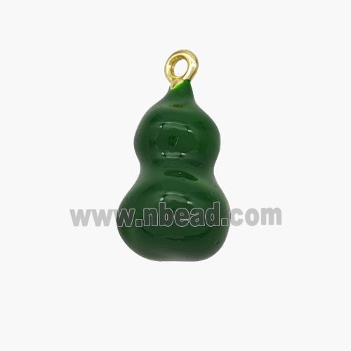 Copper Gourd Pendant Green Enamel Gold Plated