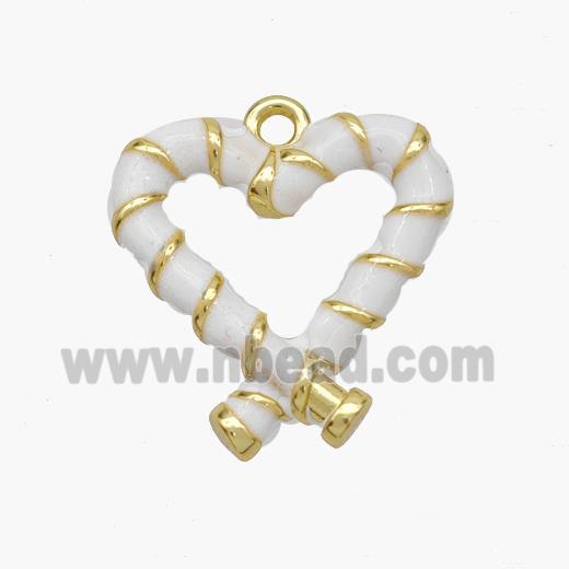 Copper Heart Pendant White Enamel Gold Plated