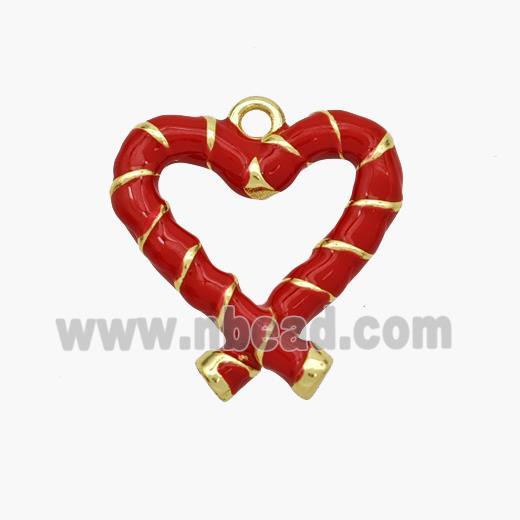 Copper Heart Pendant Red Enamel Gold Plated