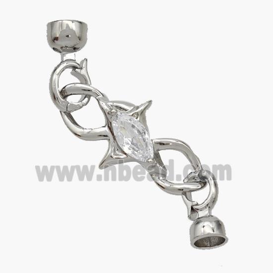 Copper Clasp Pave Zirconia Cordend Platinum Plated