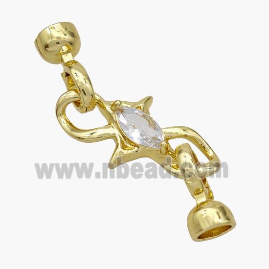 Copper Clasp Pave Zirconia Cordend Gold Plated