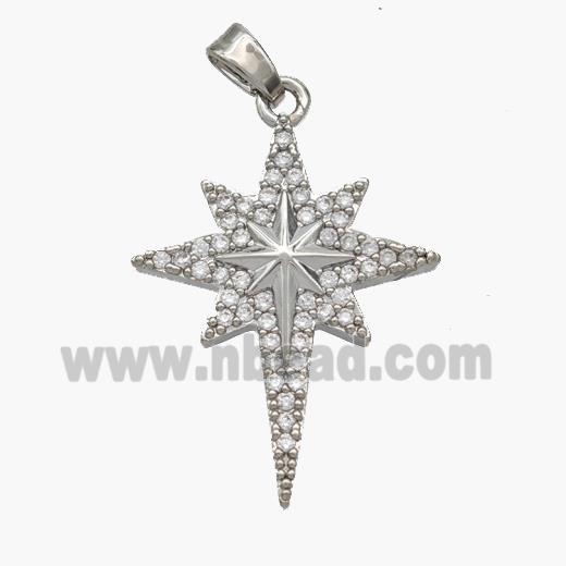 Copper Northstar Pendant Pave Zirconia Platinum Plated