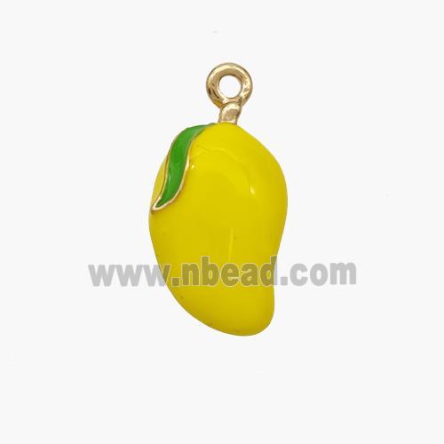 Copper Mango Pendant Yellow Enamel Gold Plated