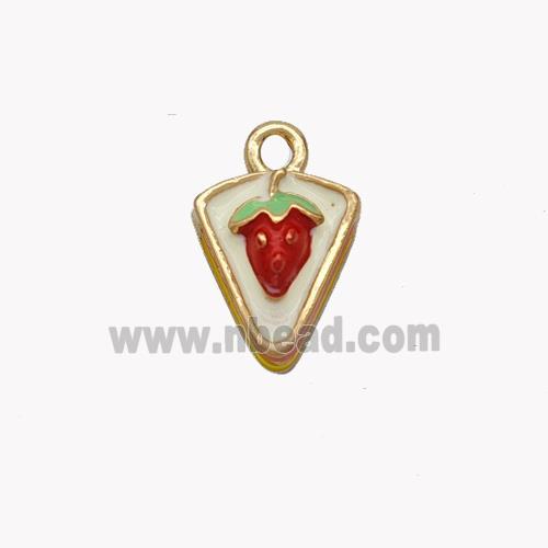 Copper Strawberry Pendant Red Enamel Gold Plated