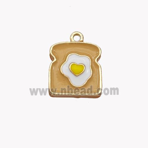 Fired Egg Charms Copper Pendant White Enamel Gold Plated