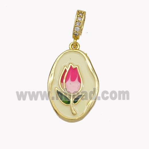 Copper Flower Pendant Enamel Gold Plated