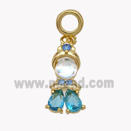 Copper KidBoys Pendant Pave Cateye Glass Gold Plated