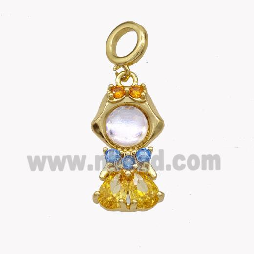 Copper KidGirls Pendant Pave Cateye Glass Gold Plated