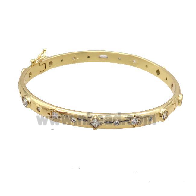 Copper Bangle Pave Zircon Gold Plated