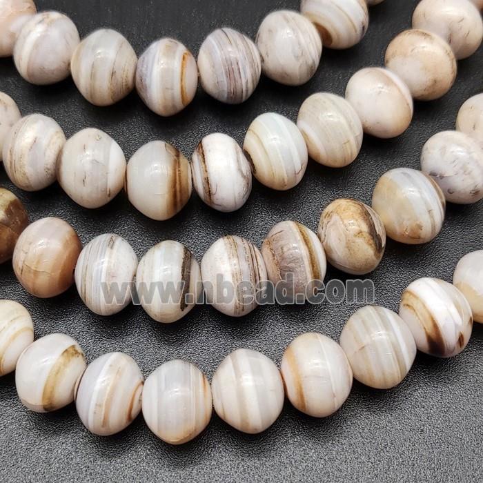 White Striped Agate Beads Smooth Rondelle Natural Color