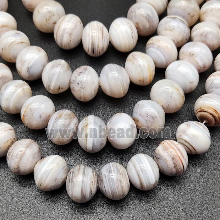 White Striped Agate Beads Smooth Rondelle Natural Color
