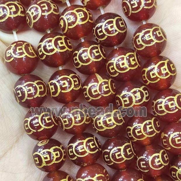 Red Agate Buddhist Beads Dye Round 